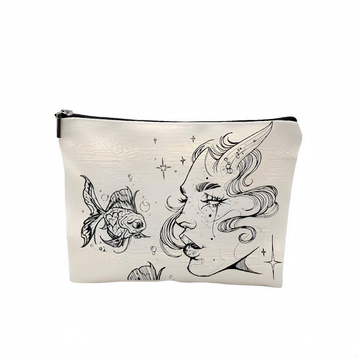WOMEN LINEN WATERPROOF ZIPPER COSMETIC BAG_CWAB2246