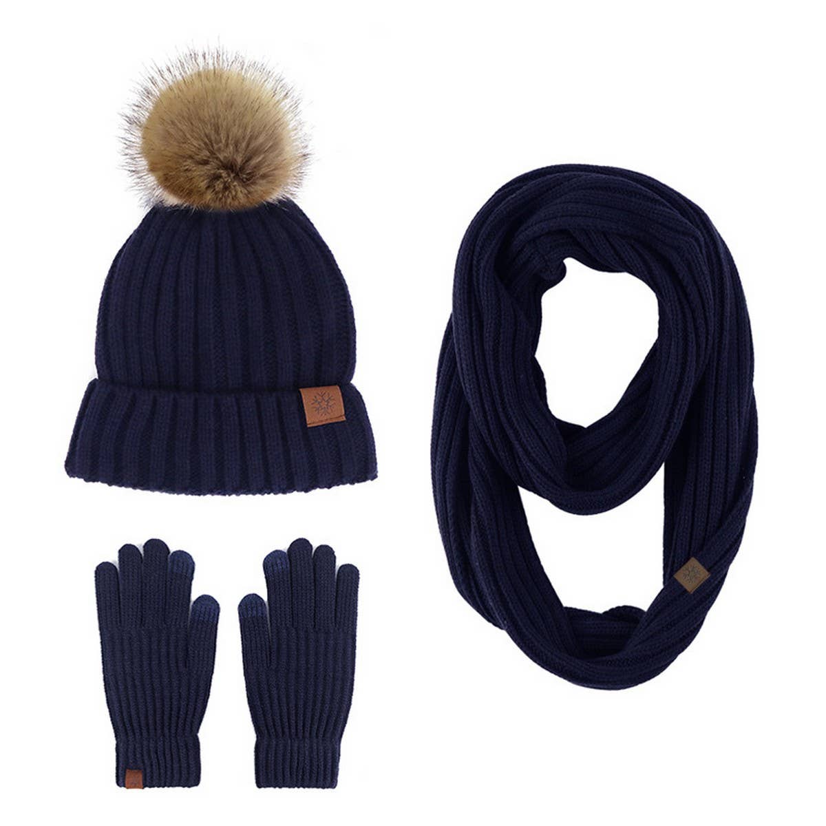 WINTER ADULT OUTDOOR WARM KNITTED SCARF SUIT WOMEN