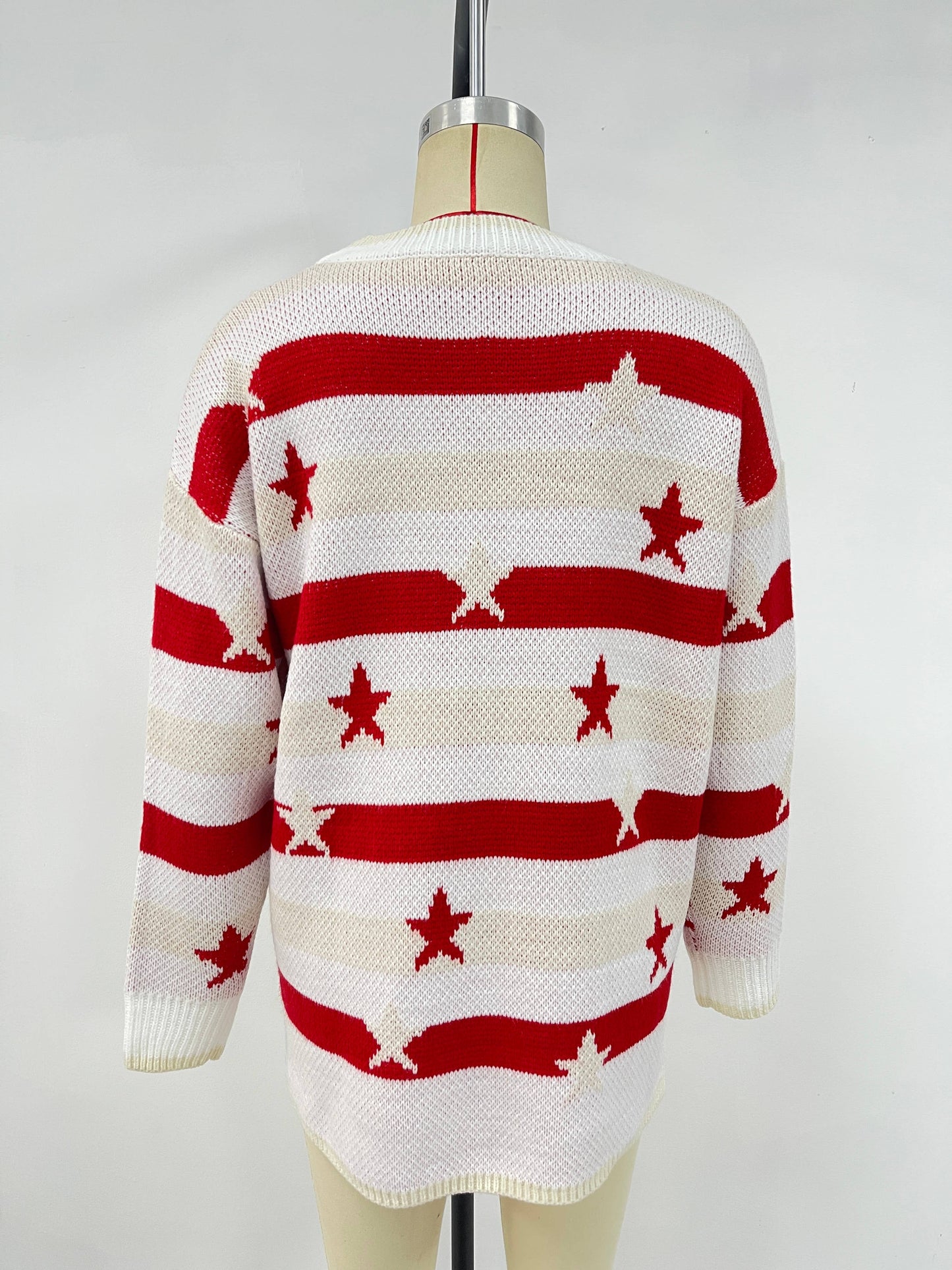 Fashionable flag print loose striped sweater