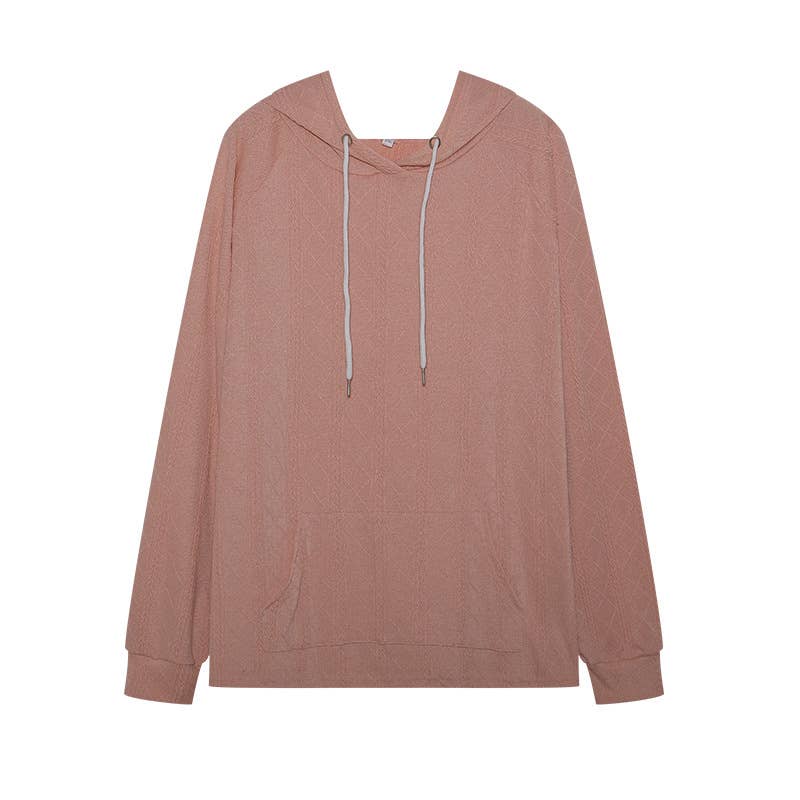 CASUAL JACQUARD LOOSE SOLID COLOR HOODIE