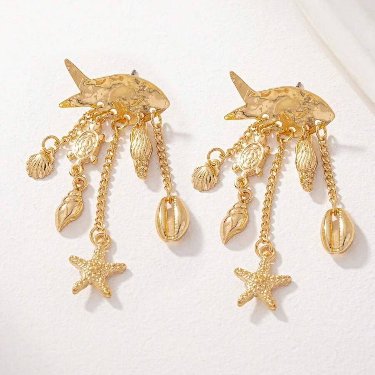 Stainless Steel Ocean Series Conch Shell Earrings_CWAJE5117