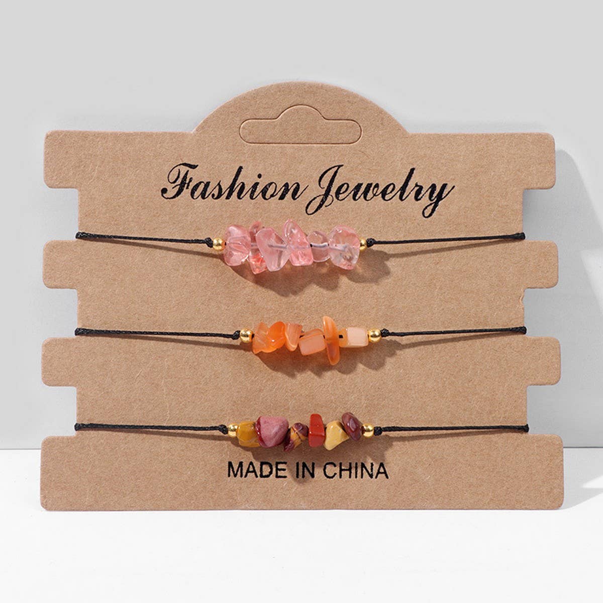 CRUSHED STONE TRIO BRAIDED BRACELET