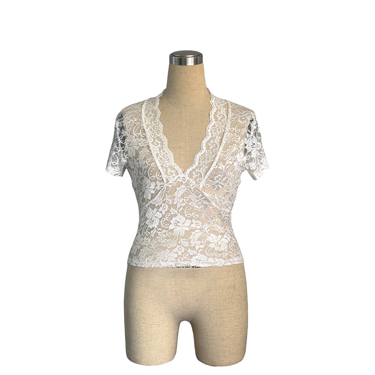 Elegant single-layer lace sexy style short top