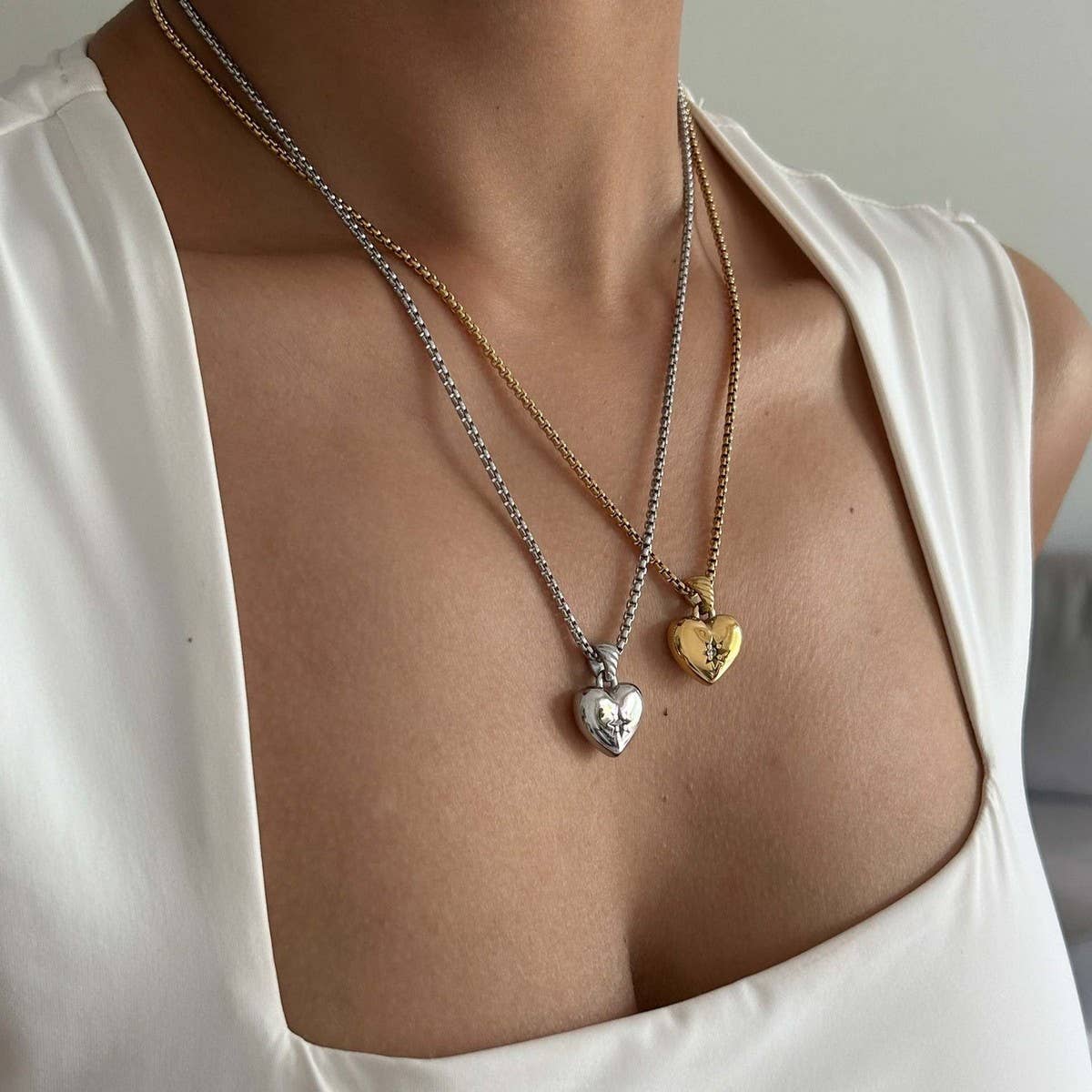 Valentine's Day Heart Necklace with Zirconia