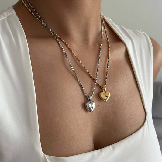 Valentine's Day Heart Necklace with Zirconia