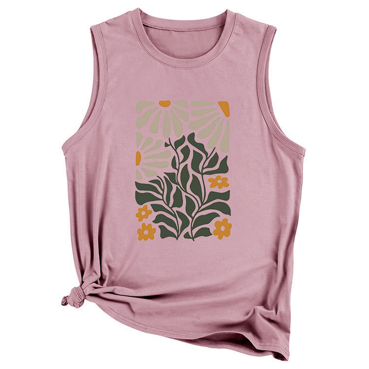 ntage Yellow Flower Vest for Women, Sleeveless_CWTTSL0414