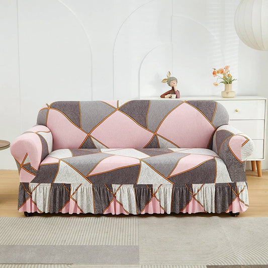Floral Skirted Sofa Cover, Stretch & Full Fit