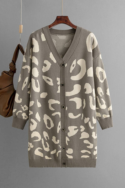 CWOCAL00670_LEOPARD PRINT LONG KNIT CARDIGAN SWEATER