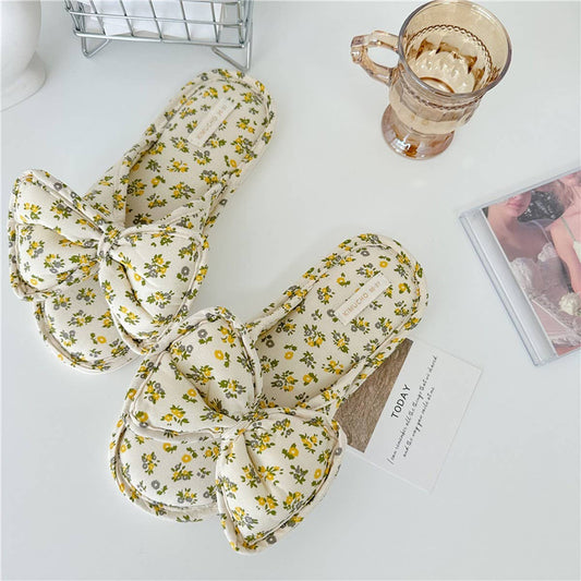 SMALL FLORAL BOW WATERPROOF THICK-SOLED SLIPPERS_CWMM2967
