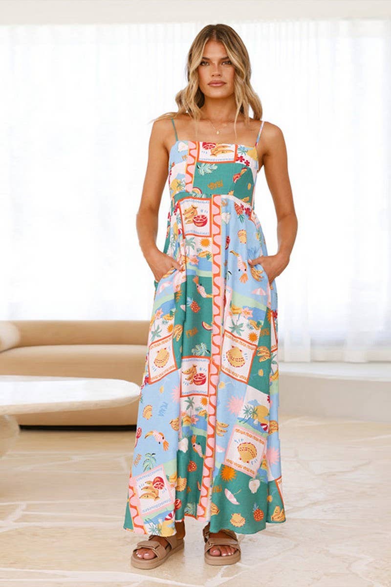 CWDMD5150_VACATION STYLE PAINTED FLOWY MAXI DRESS