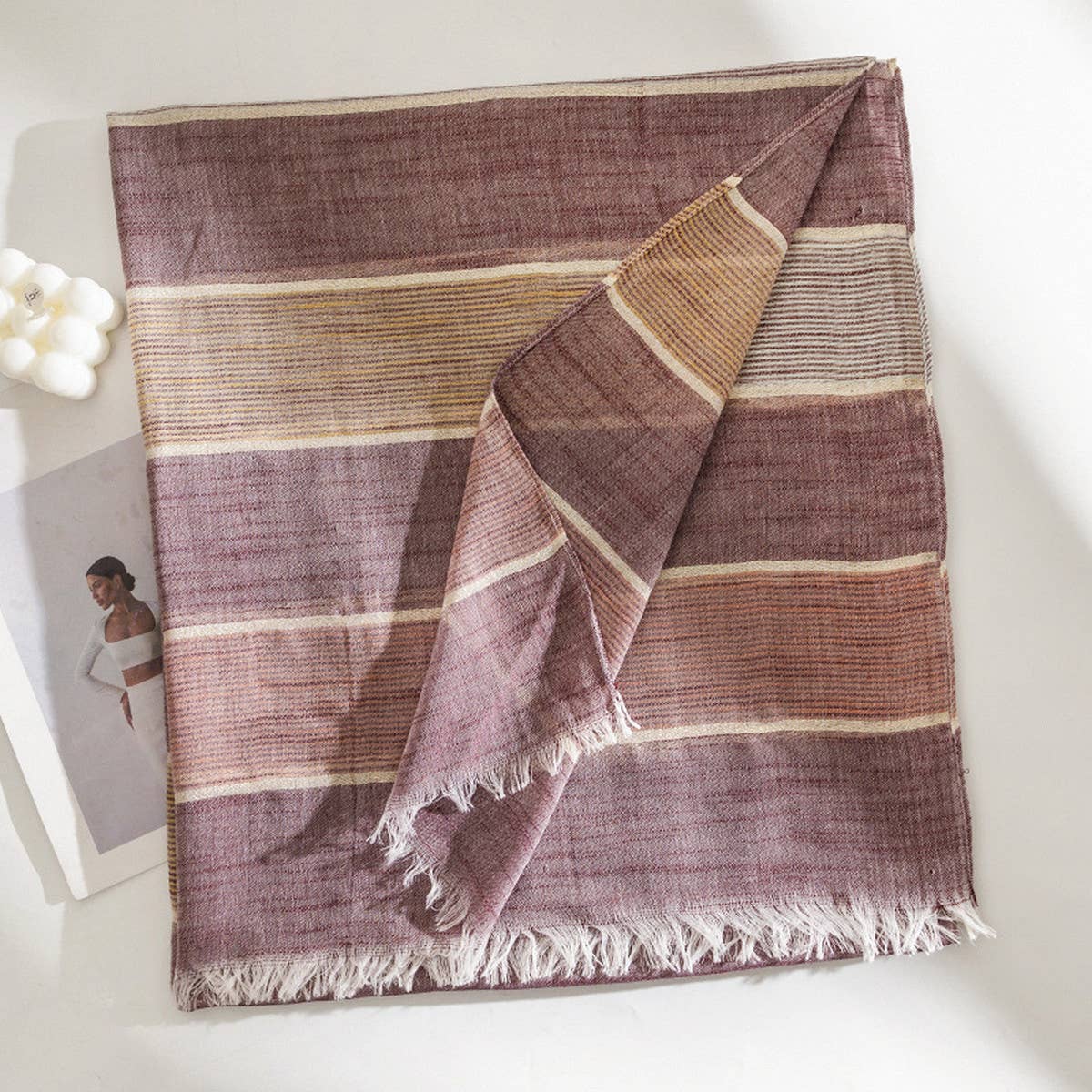 FASHIONABLE SIMPLE PLAID STRIPED SCARF