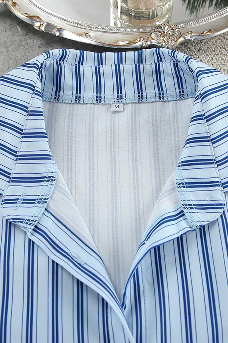 CWSPJ0339_PRINTED STRIPED PAJAMAS THREE-PIECE SET