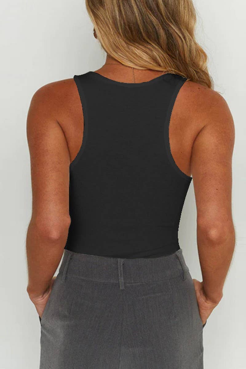 CWSBSSL0109_U-NECK BODYCON COTTON RIB RACERBACK BODYSUIT