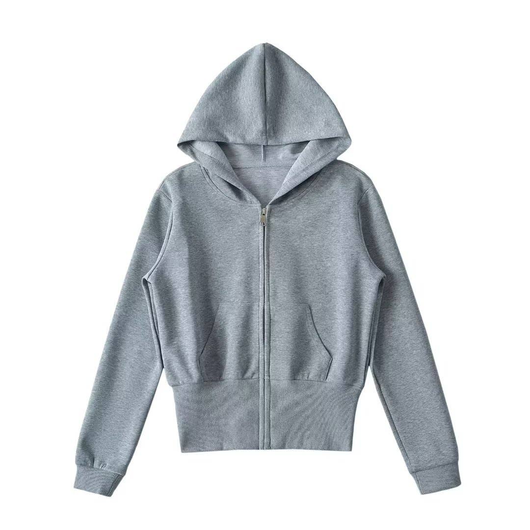 American retro waist-cinching hooded sweatshirt