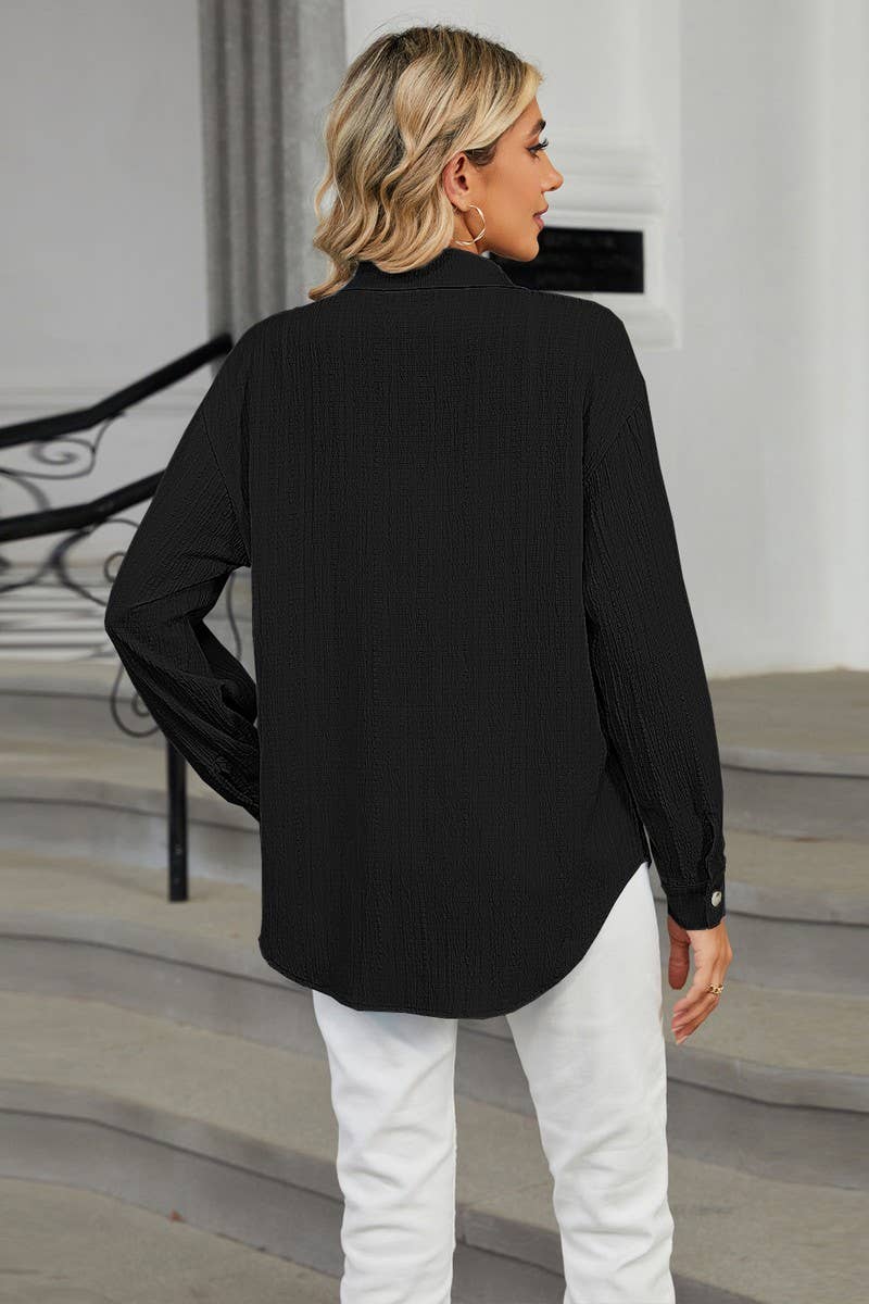 CWTSTL2065_CASUAL LAPEL SINGLE BREASTED LONG SLEEVE SHIRT