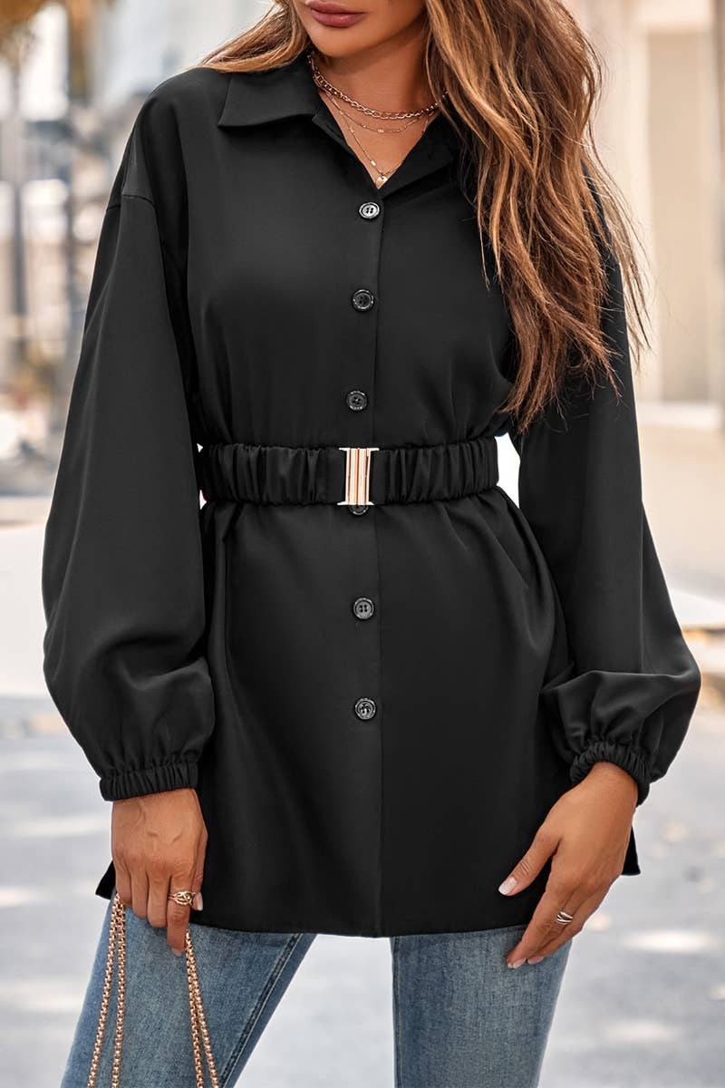 CWTSTL2400_SINGLE BREASTED LONG SLEEVE SHIRT COAT TOP