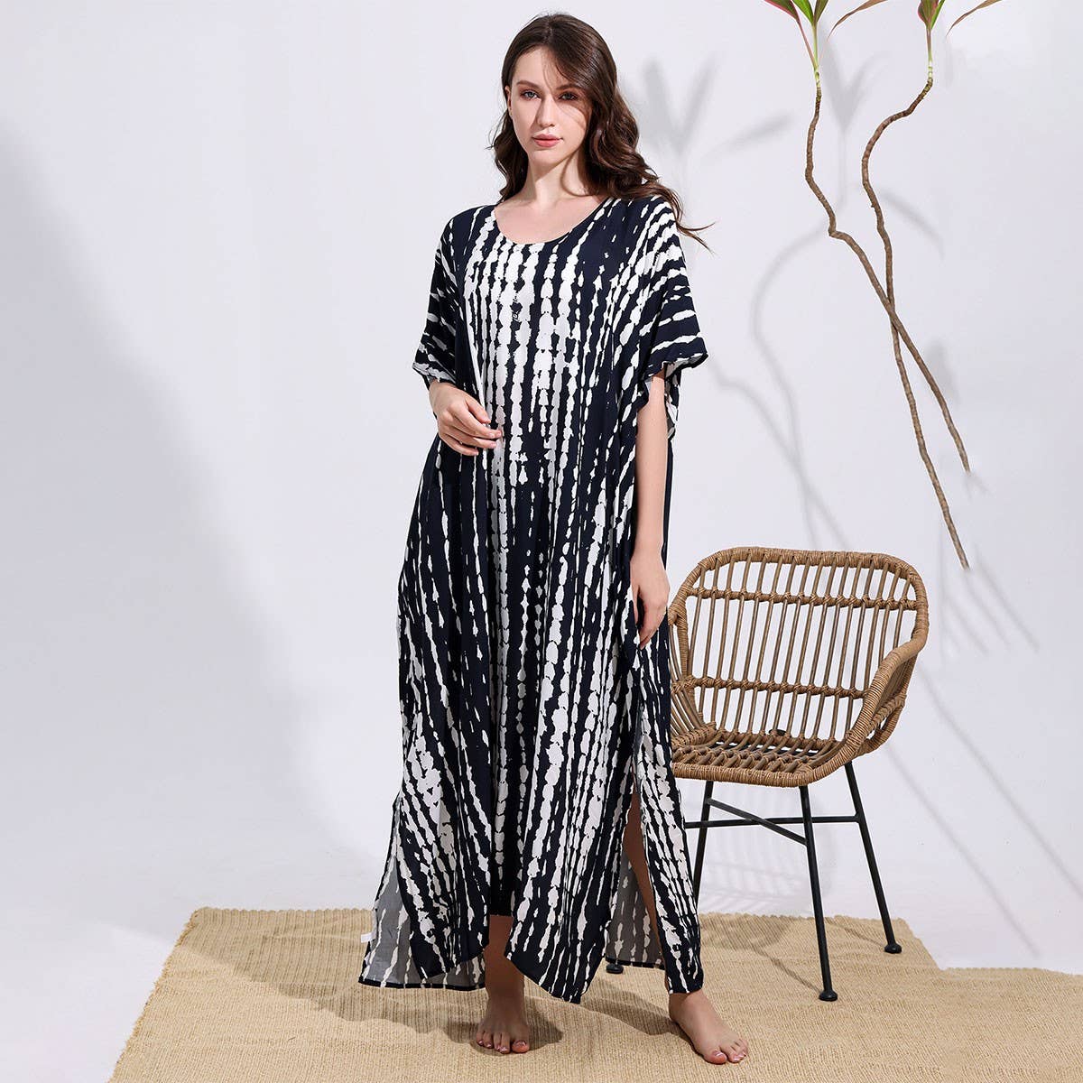 Tie-Dye Cotton Blend Beach Cover-Up Robe