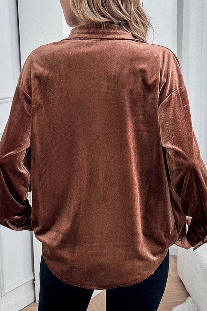 CWTSTL1645_LONG SLEEVE LAPEL SHIRT CARDIGAN TOP