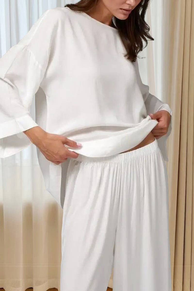 CWSPJ0324_ROUND NECK LONG SLEEVE LONG PANTS PAJAMA SET