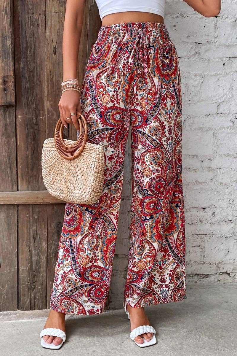 CWBMP0140_STYLISH ALL-IN-ONE PRINTED ELASTIC WIDE-LEG PANTS