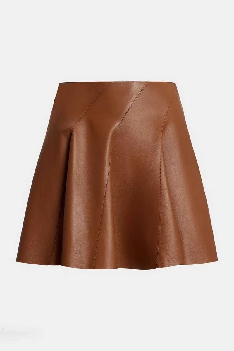 CWBSS0504_BIAS-STITCHED A-LINE LEATHER SKIRT