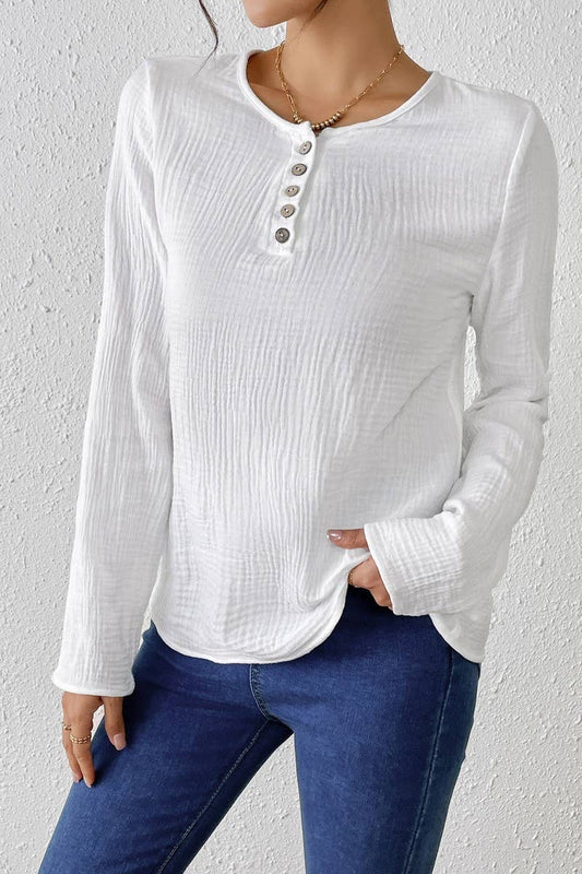 CWTBLL3850_SLIM FIT SOLID COLOR COTTON-LINEN PULLOVER SHIRT