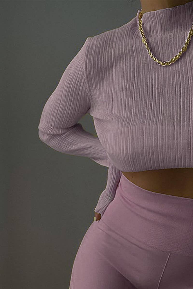 CWTBLL3435_SOLID COLOR LONG SLEEVE MESH SEE-THROUGH TOP