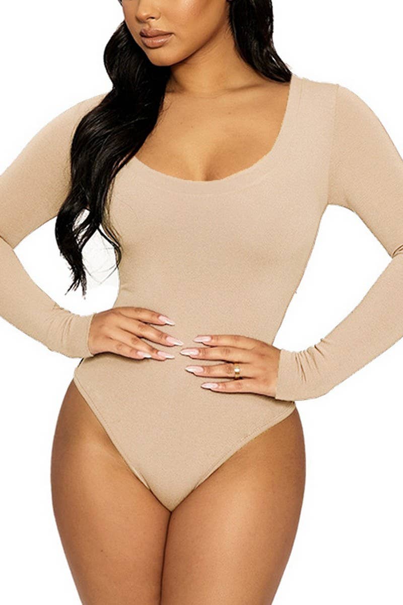 CWSBSL0156_SLIM FIT U-NECK LONG SLEEVE BODYSUIT