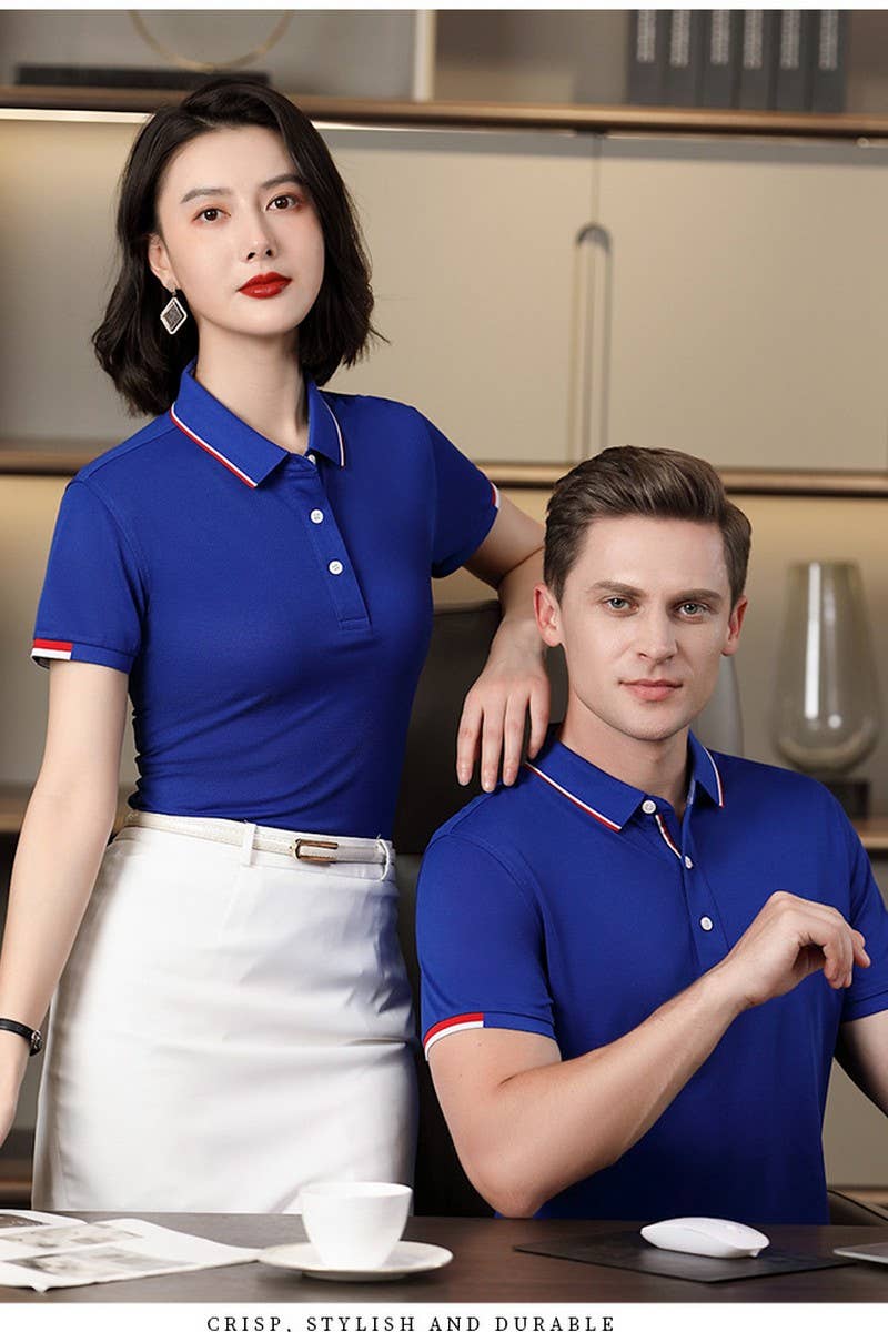 CWTBLS02441_COTTON EMBROIDERED CASUAL SHORT SLEEVE POLO