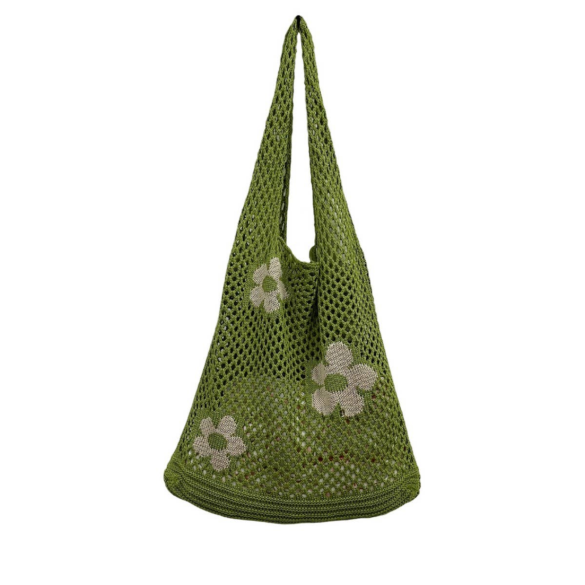CWAB5060_FLOWER KNITTED MESH HOLLOW SHOULDER BAG