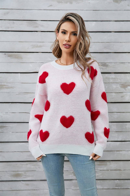 CWOSWL5785_VALENTINE'S DAY HEART LONG SLEEVE KNIT SWEATER