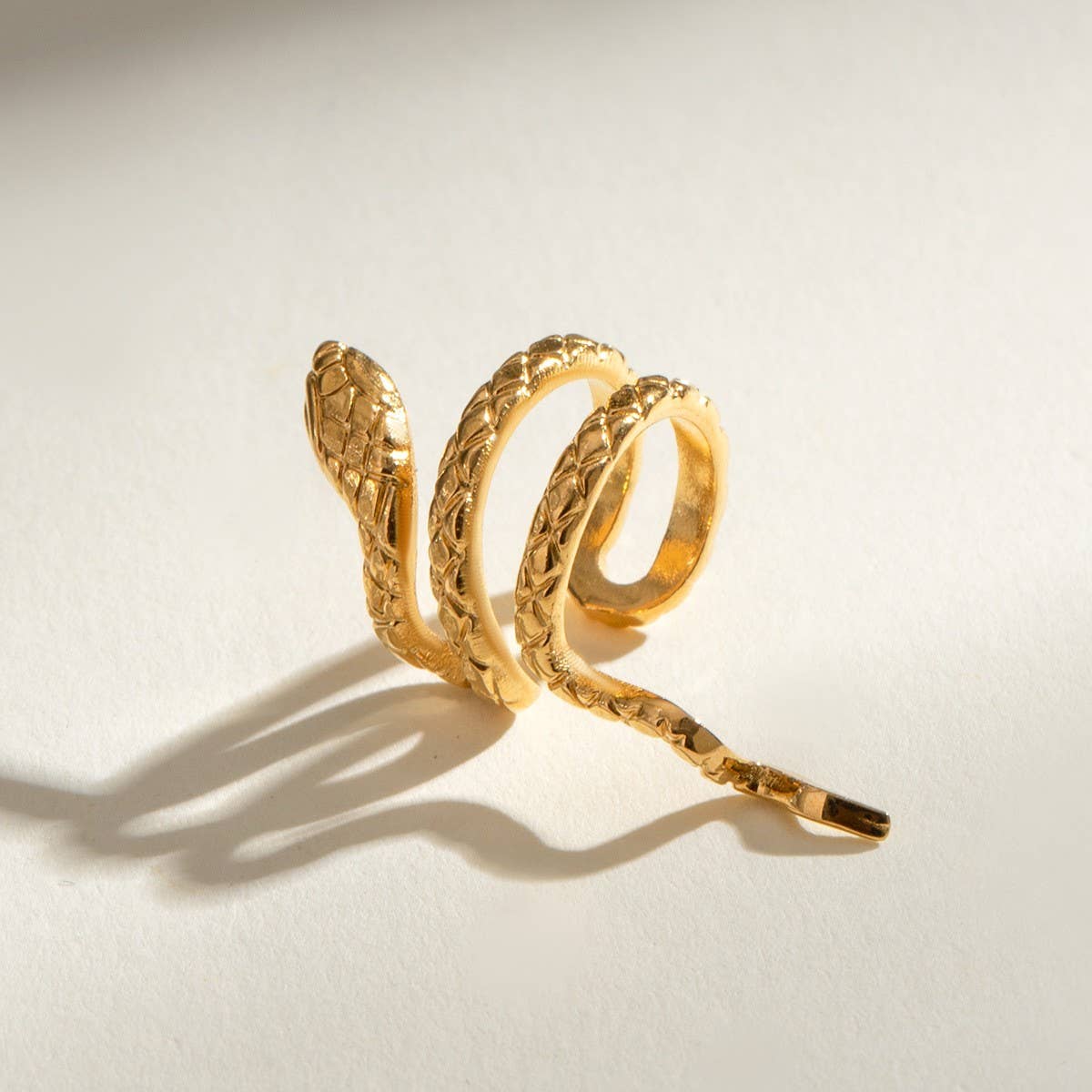 18K GOLD STAINLESS STEEL SNAKE EARRINGS EAR CUFF_CWASC1644