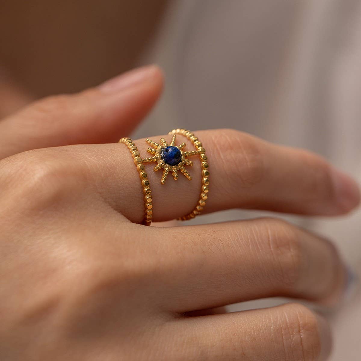DOUBLE ROW INLAY NON-FADING RING