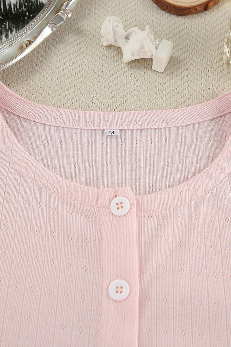 CWSPJ0306_KNITTED LOOSE BREATHABLE PAJAMAS HOME WEAR SET