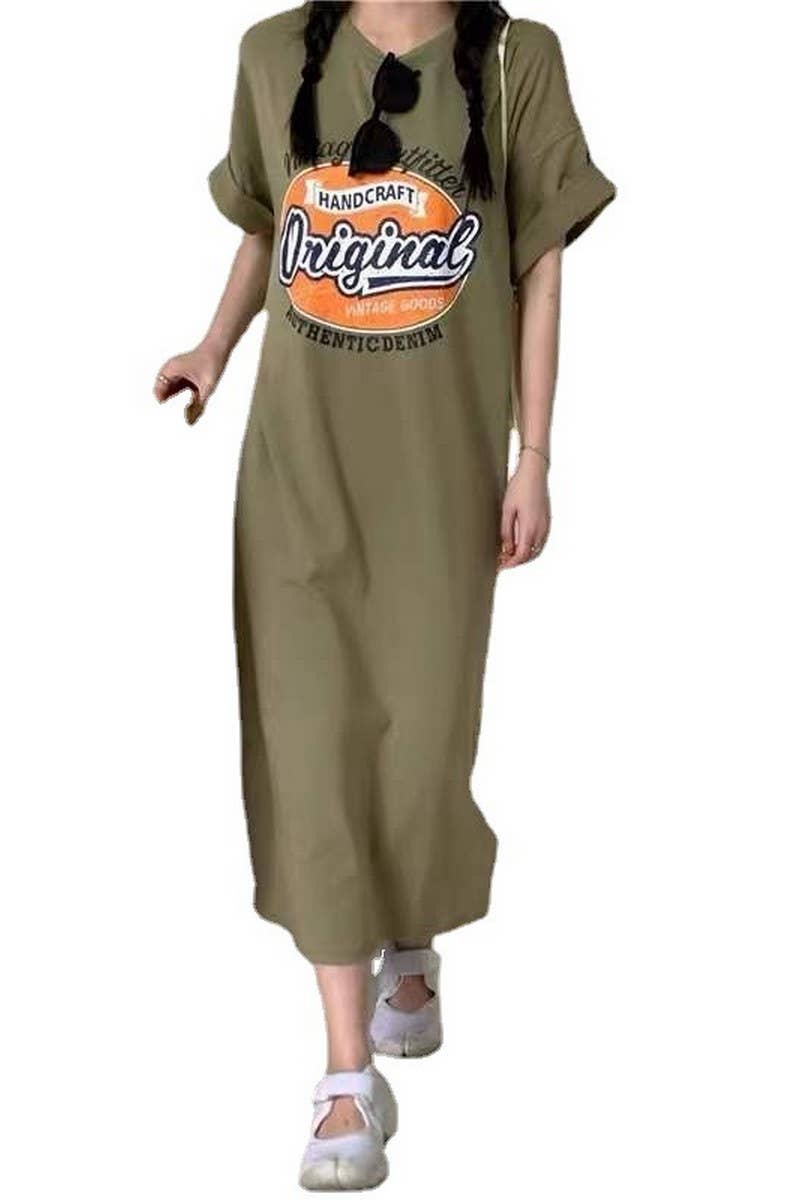 CWTDSS0019_PRINTED LARGE SIZE LOOSE SLIT T-SHIRT DRESSSS