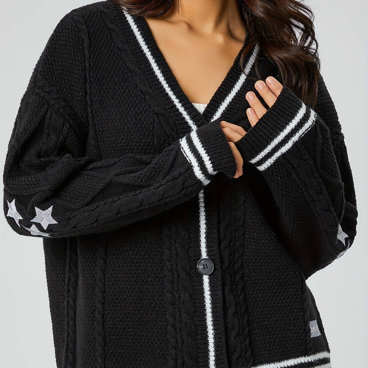 BATWING KNIT SINGLE-BREASTED SWEATER JACKET