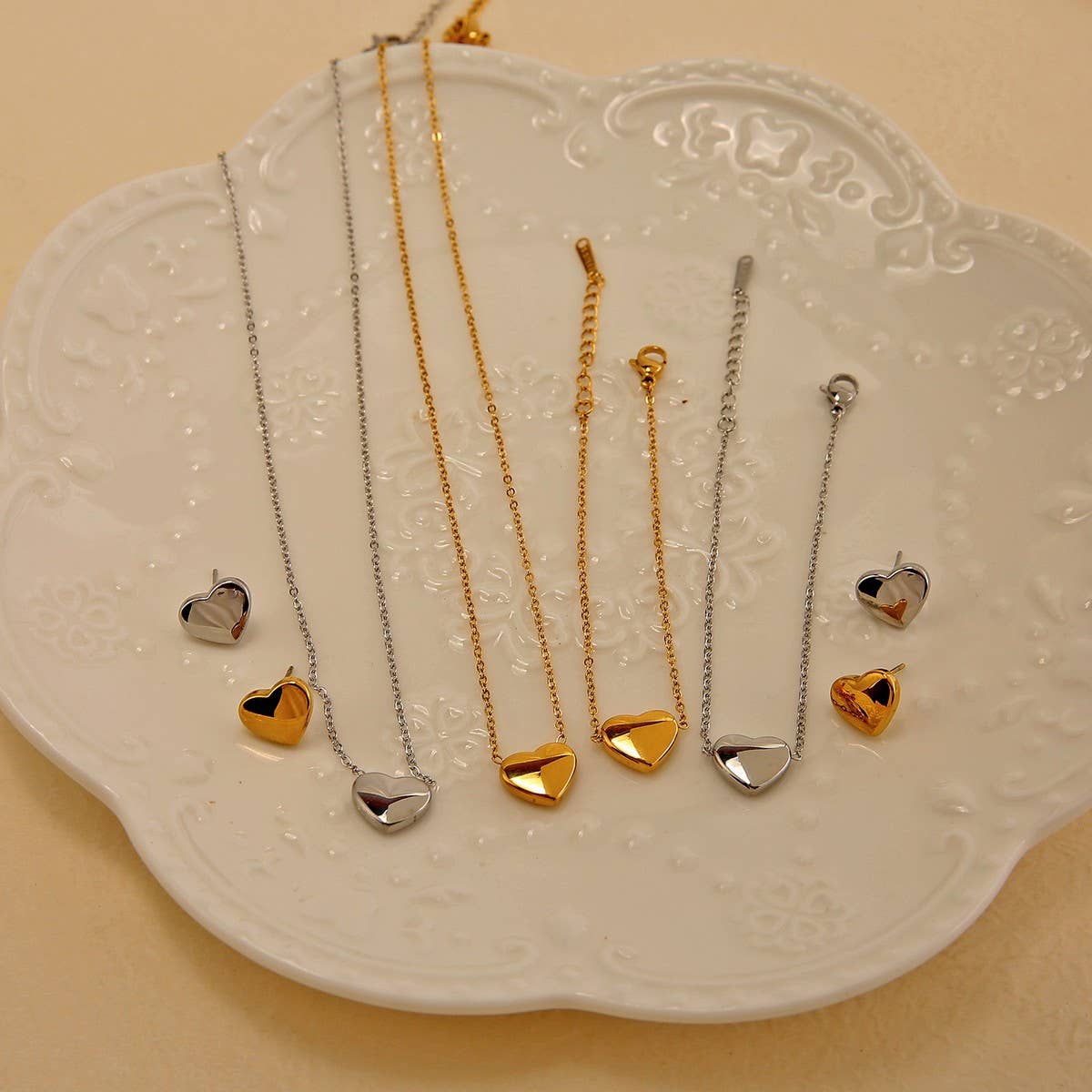 Women?™s Stainless Steel Heart Jewelry 3-Piece Set_CWMM8880