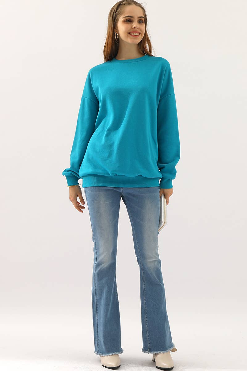 CWTTL1424_Round Neck Casual Long Sleeve Top