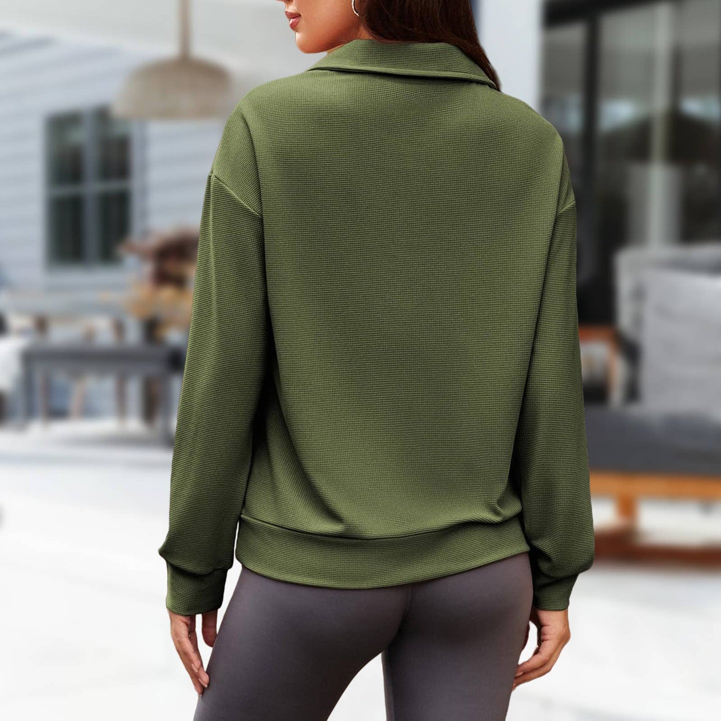 Fashionable loose lapel zipper lapel sweatshirt