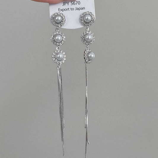 LIGHT LUXURY HIGH-END PEARL TASSEL STUD EARRINGS