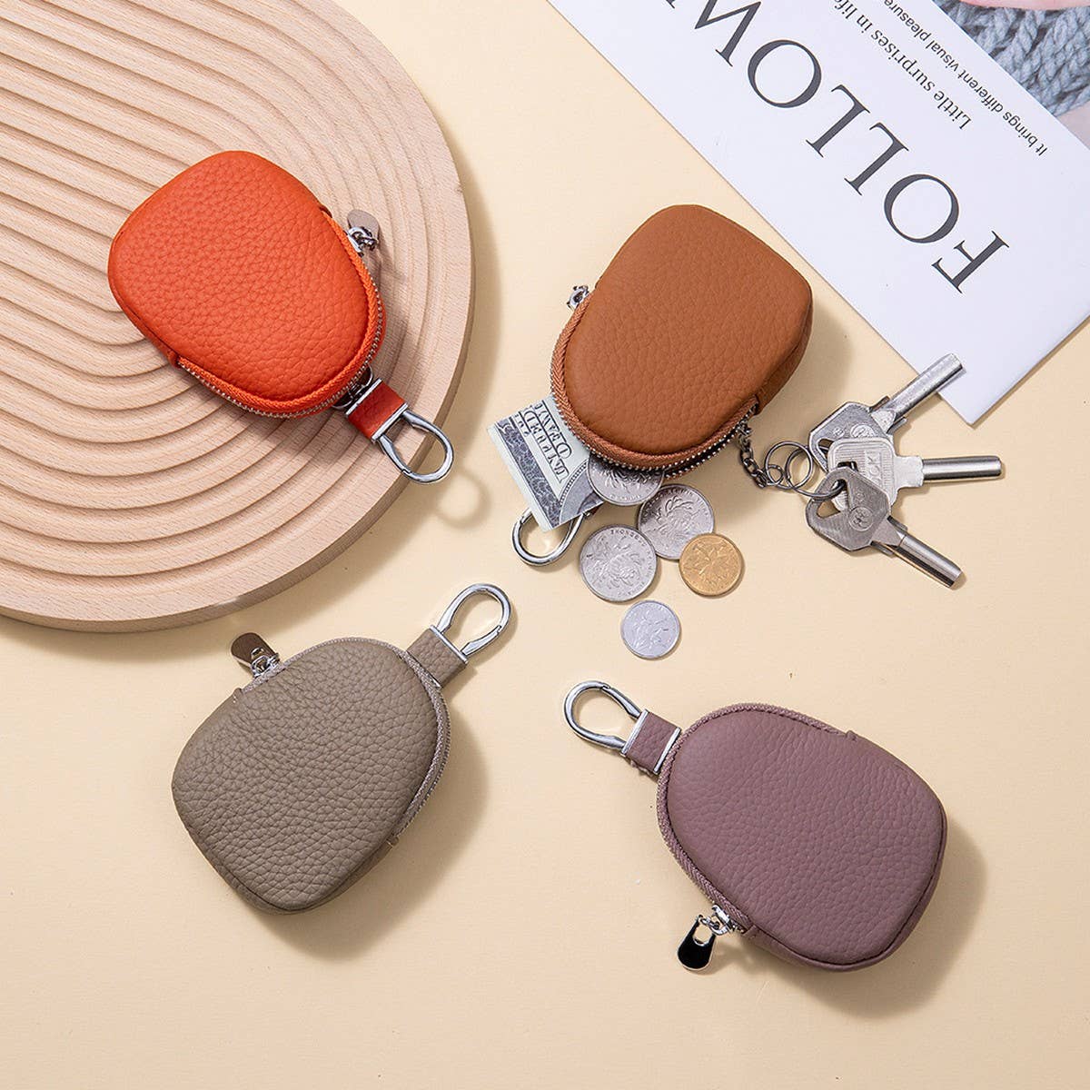 Small Leather Key Organizer Coin Wallet_CUAB00366