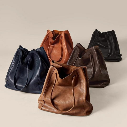 Leather Bucket Tote ??Vintage Style Handbag_CWAB5323