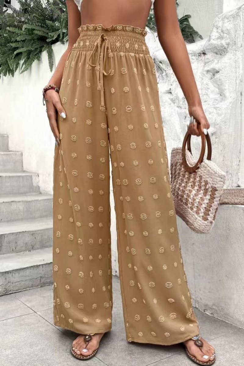 CWBLP1977_HIGH WAIST JACQUARD WIDE LEG LOUNGE PANTS