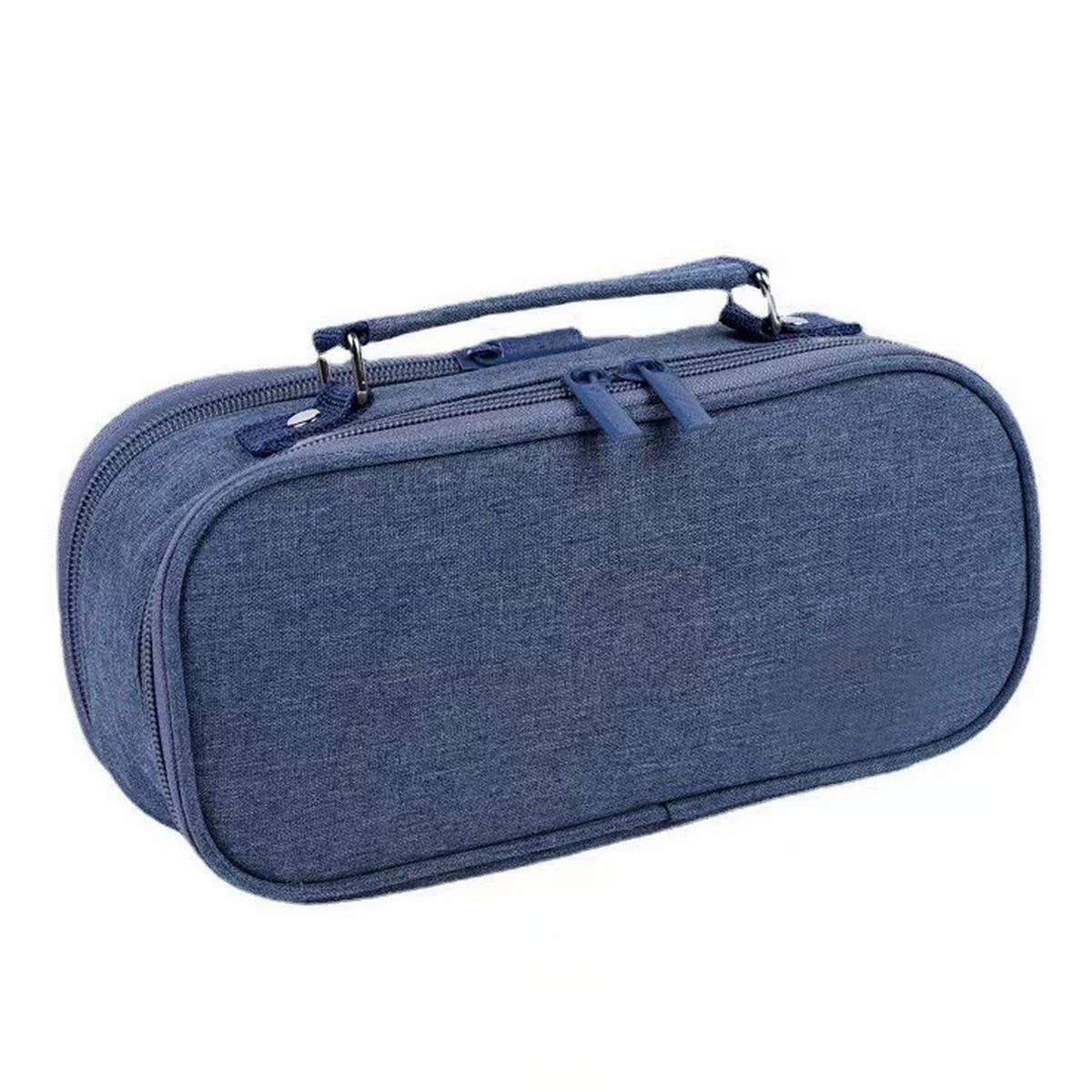 SIMPLE DOUBLE ZIPPER DOUBLE LAYER PENCIL POUCH_CWAB2812