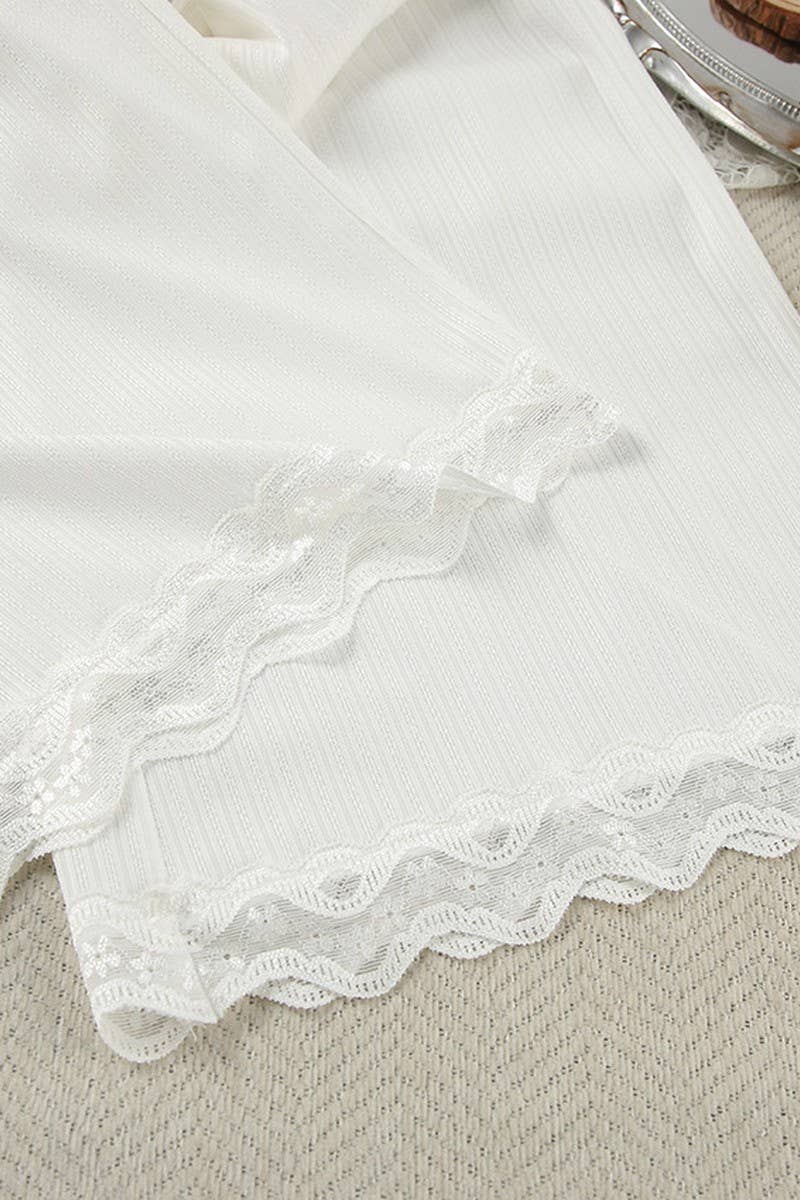 CWSPJ0189_LACE SUSPENDERS TROUSERS HOME WEAR PAJAMAS SET