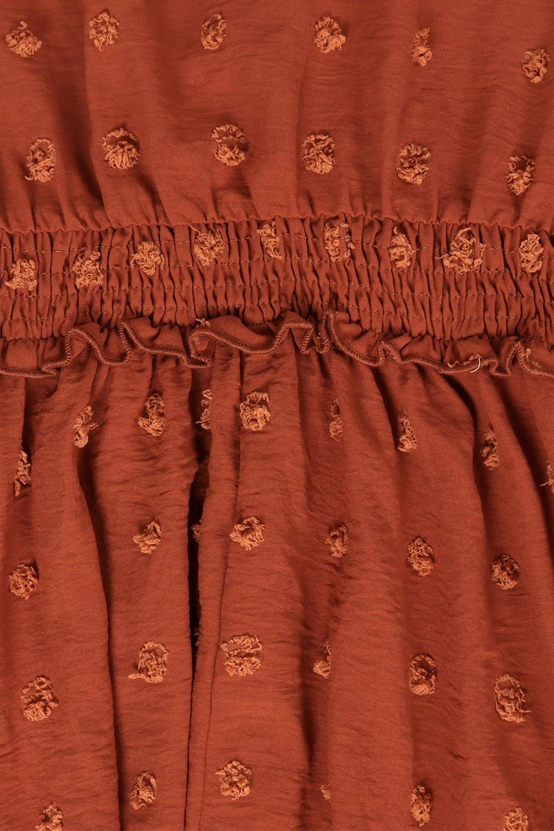 CWDMD2141_V-NECK HIGH-WAISTED LACE-UP DRESS