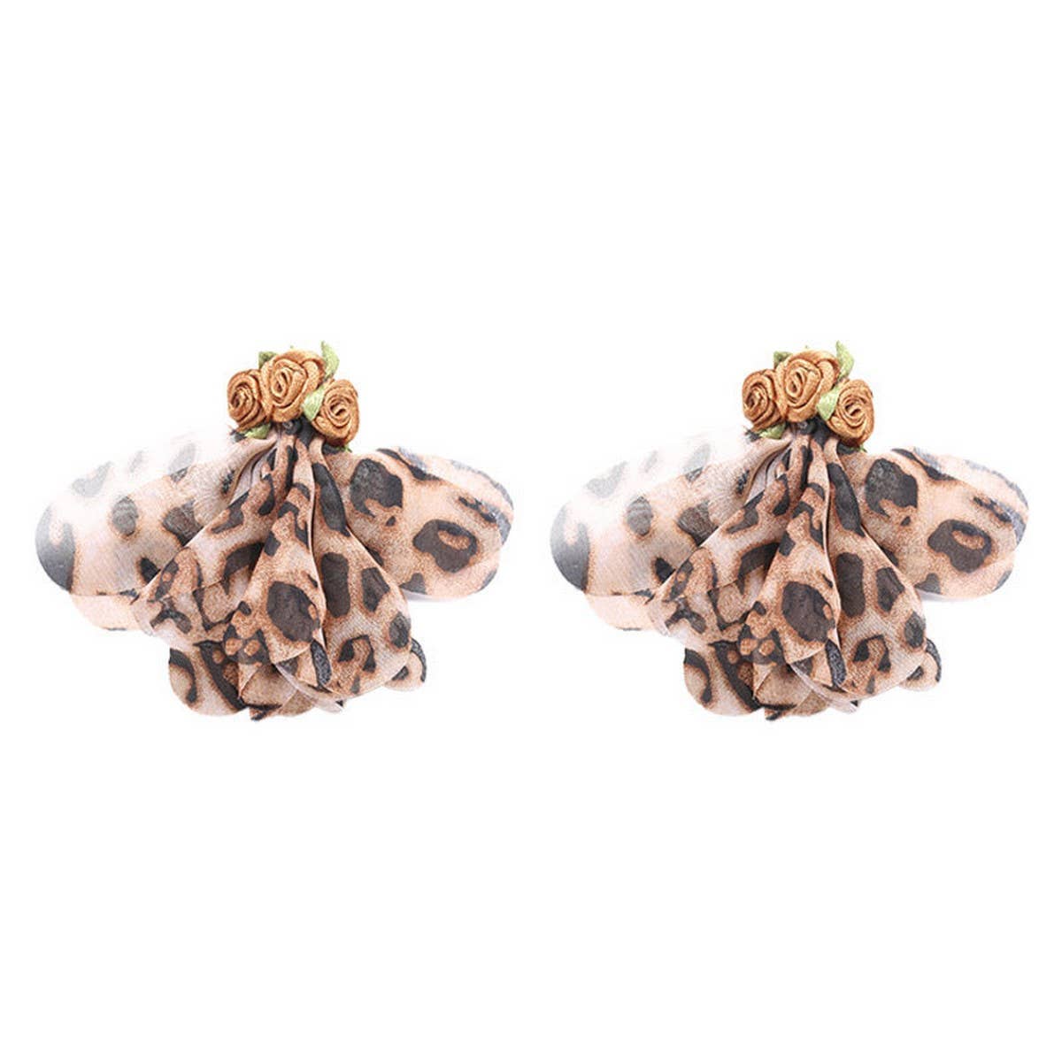 Boho Handmade Floral Earrings Leopard Print Fabric_CWMM6176