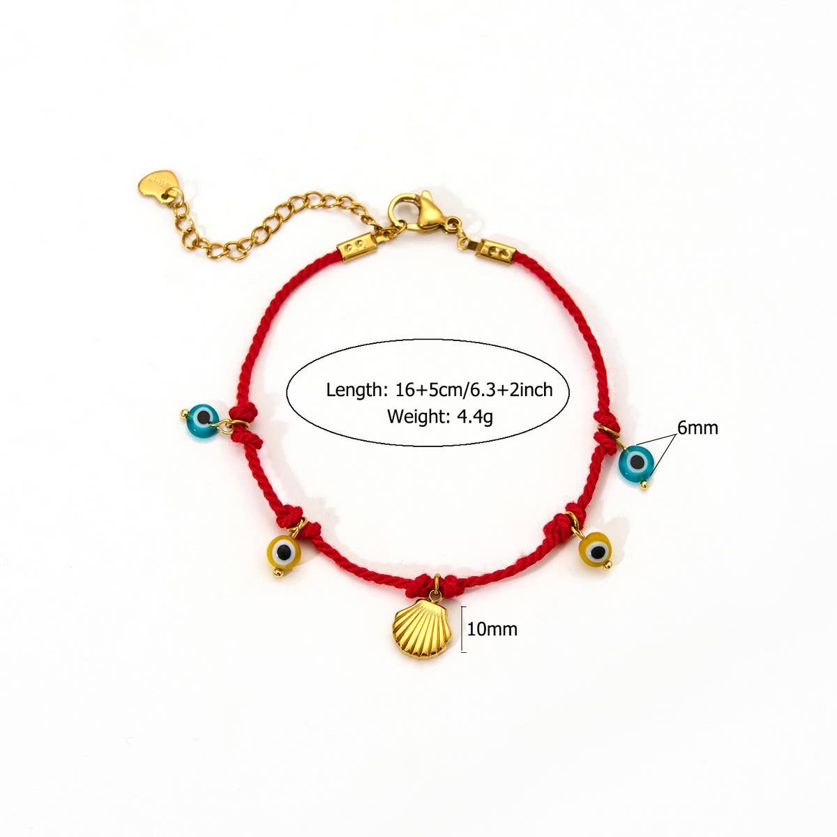 Creative Cotton Rope Bracelet with Shell & Eye