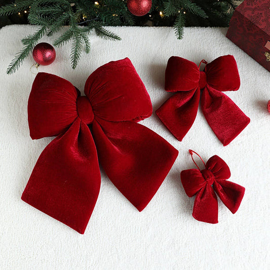 Big Red Velvet 3D Bow Xmas Window Decor_CWMM9673