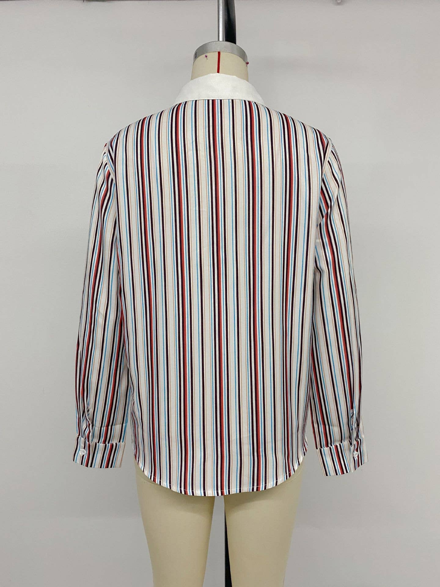 Casual lapel colorful vertical striped shirt